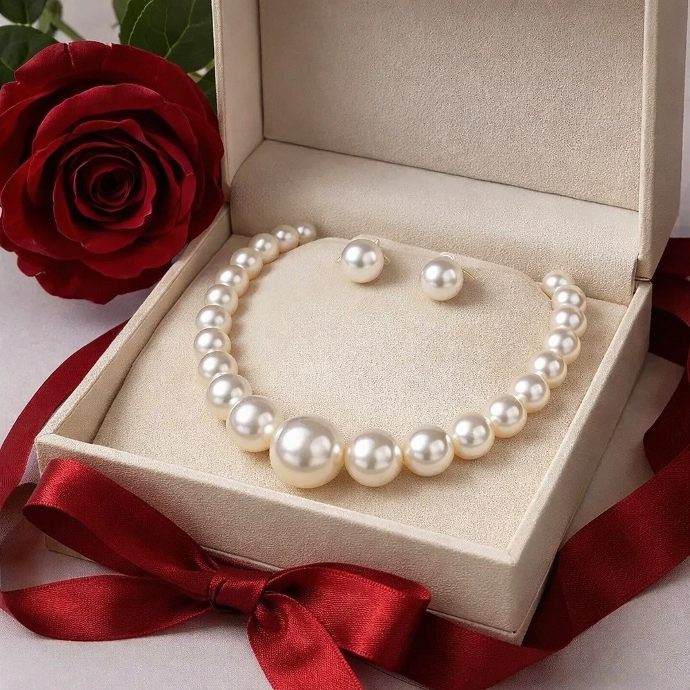 Jewelry Set Women‎ Necklace & Earrings Pearl Set